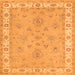 Round Machine Washable Oriental Orange Traditional Area Rugs, wshtr1469org