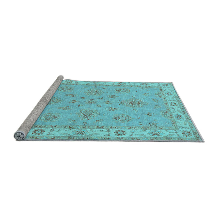 Sideview of Machine Washable Oriental Light Blue Traditional Rug, wshtr1469lblu