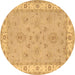 Round Machine Washable Oriental Brown Traditional Rug, wshtr1469brn