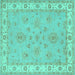 Square Oriental Turquoise Traditional Rug, tr1469turq