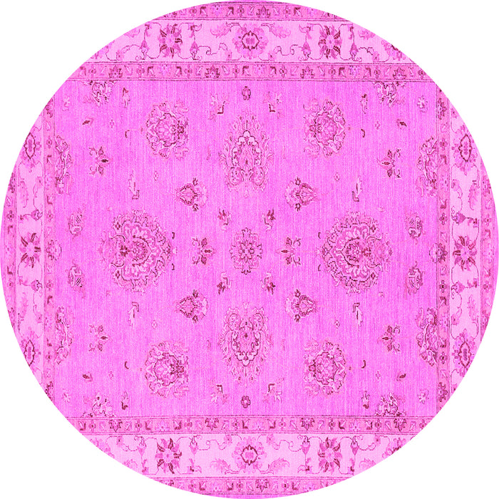 Round Machine Washable Oriental Pink Traditional Rug, wshtr1469pnk