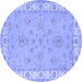 Round Oriental Blue Traditional Rug, tr1469blu