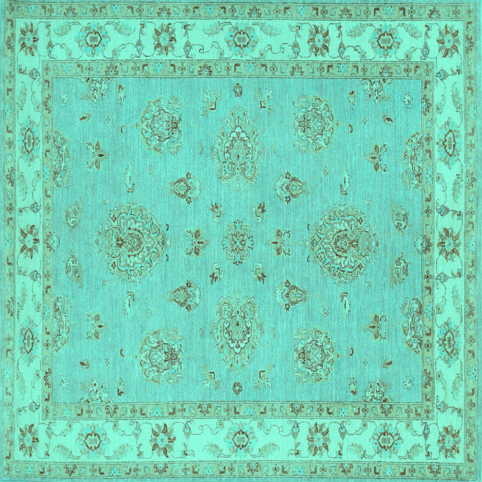 Square Machine Washable Oriental Turquoise Traditional Area Rugs, wshtr1469turq