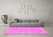 Machine Washable Oriental Pink Traditional Rug in a Living Room, wshtr1469pnk