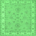 Square Machine Washable Oriental Emerald Green Traditional Area Rugs, wshtr1469emgrn