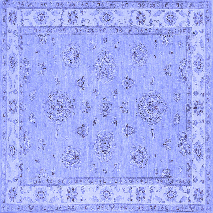 Square Machine Washable Oriental Blue Traditional Rug, wshtr1469blu