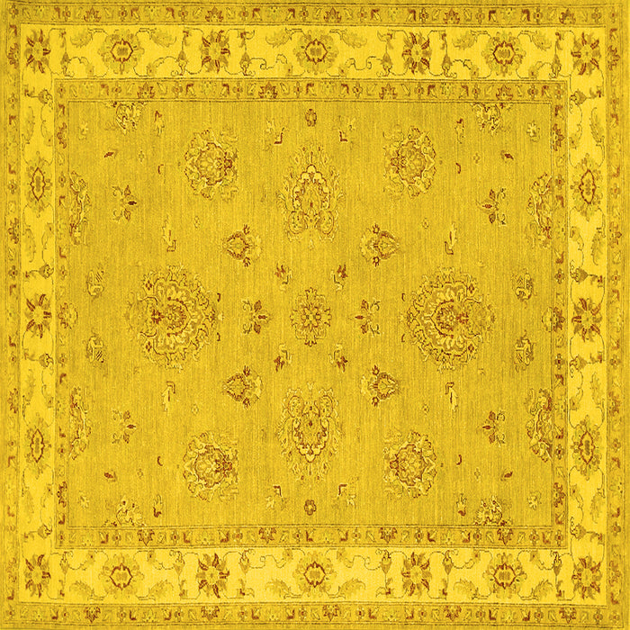 Square Oriental Yellow Traditional Rug, tr1469yw