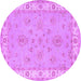 Round Oriental Purple Traditional Rug, tr1469pur
