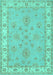 Machine Washable Oriental Turquoise Traditional Area Rugs, wshtr1469turq