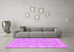 Machine Washable Oriental Purple Traditional Area Rugs in a Living Room, wshtr1469pur