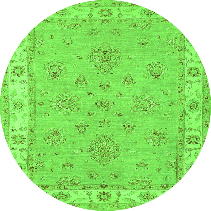 Square Oriental Green Traditional Rug, tr1469grn