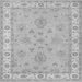 Round Machine Washable Oriental Gray Traditional Rug, wshtr1469gry