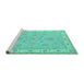 Sideview of Machine Washable Oriental Turquoise Traditional Area Rugs, wshtr1469turq