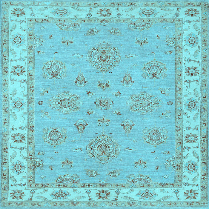 Square Machine Washable Oriental Light Blue Traditional Rug, wshtr1469lblu