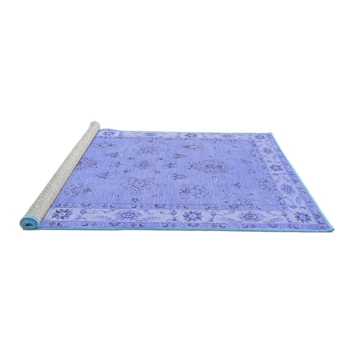 Sideview of Machine Washable Oriental Blue Traditional Rug, wshtr1469blu
