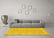 Machine Washable Oriental Yellow Traditional Rug in a Living Room, wshtr1469yw