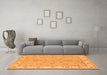 Machine Washable Oriental Orange Traditional Area Rugs in a Living Room, wshtr1469org