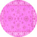 Round Oriental Pink Traditional Rug, tr1469pnk
