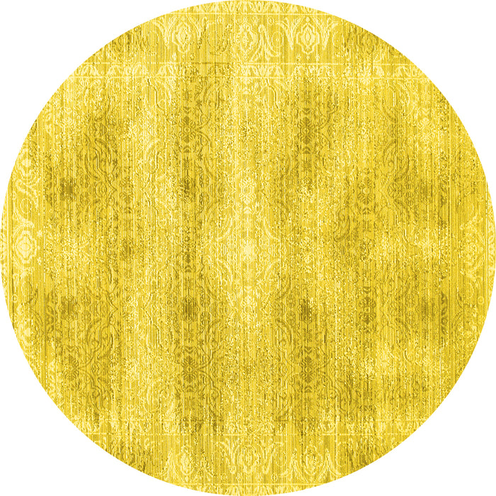 Round Persian Yellow Traditional Rug, tr146yw