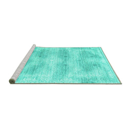 Sideview of Machine Washable Persian Turquoise Traditional Area Rugs, wshtr146turq