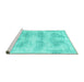 Sideview of Machine Washable Persian Turquoise Traditional Area Rugs, wshtr146turq