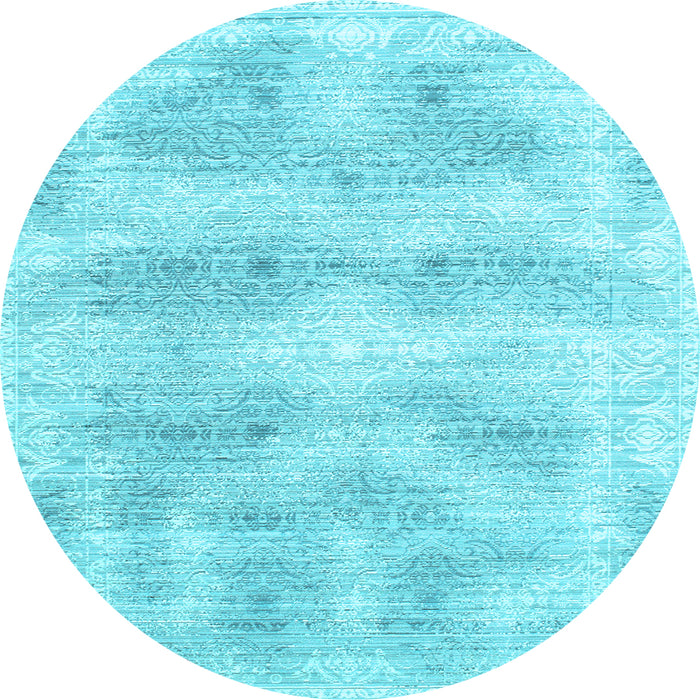 Round Machine Washable Persian Light Blue Traditional Rug, wshtr146lblu