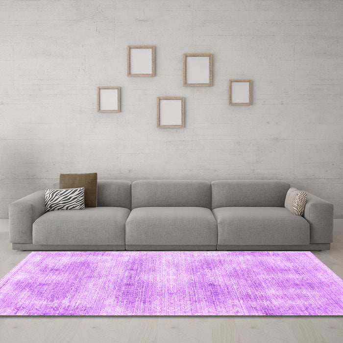 Machine Washable Persian Purple Traditional Area Rugs in a Living Room, wshtr146pur
