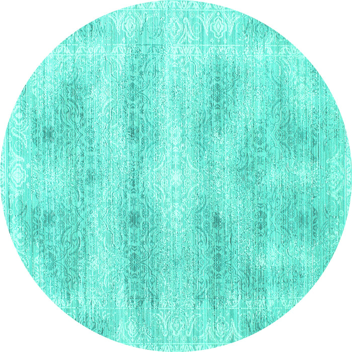 Round Persian Turquoise Traditional Rug, tr146turq