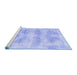 Sideview of Machine Washable Persian Blue Traditional Rug, wshtr146blu