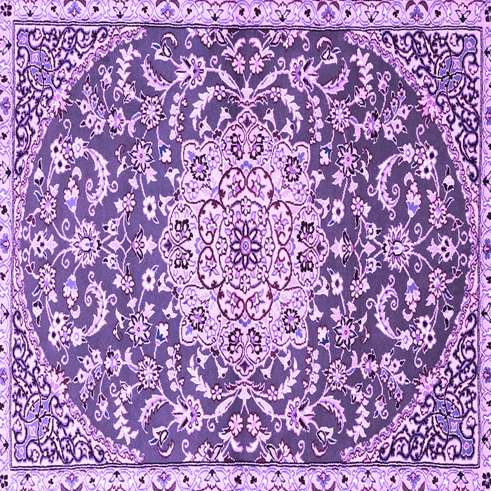 Square Machine Washable Medallion Purple Traditional Area Rugs, wshtr1470pur