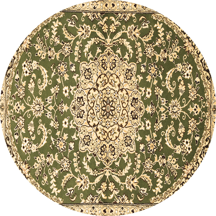 Round Medallion Brown Traditional Rug, tr1470brn