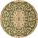 Round Medallion Brown Traditional Rug, tr1470brn