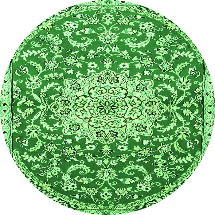 Machine Washable Medallion Green Traditional Area Rugs, wshtr1470grn