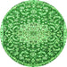 Machine Washable Medallion Green Traditional Area Rugs, wshtr1470grn