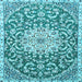 Square Medallion Light Blue Traditional Rug, tr1470lblu