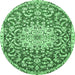 Round Medallion Emerald Green Traditional Rug, tr1470emgrn