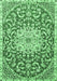 Machine Washable Medallion Emerald Green Traditional Area Rugs, wshtr1470emgrn