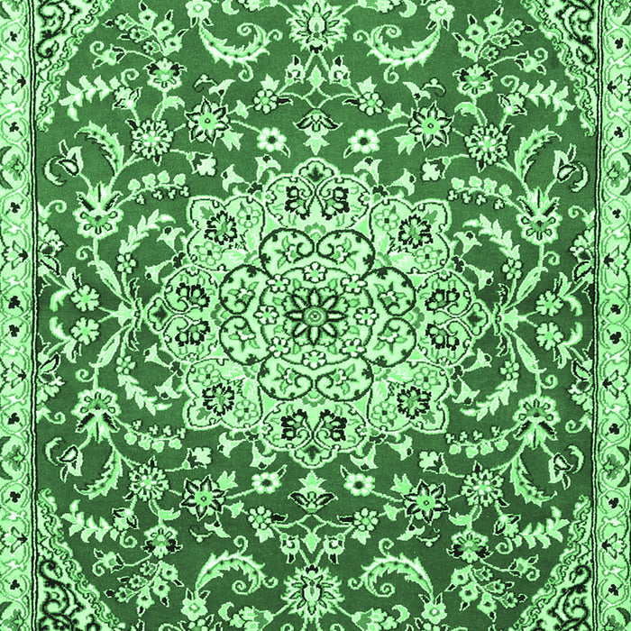 Machine Washable Medallion Emerald Green Traditional Area Rugs, wshtr1470emgrn