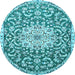 Round Medallion Light Blue Traditional Rug, tr1470lblu