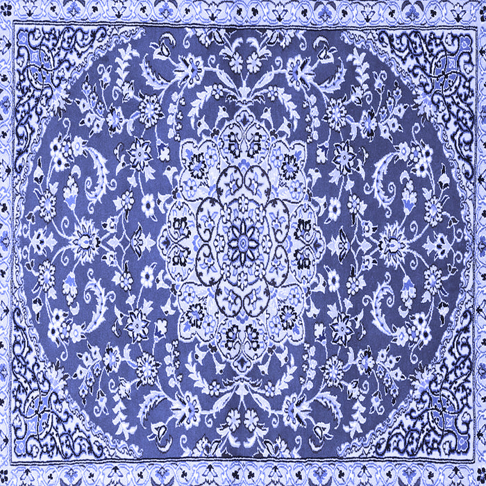 Square Machine Washable Medallion Blue Traditional Rug, wshtr1470blu