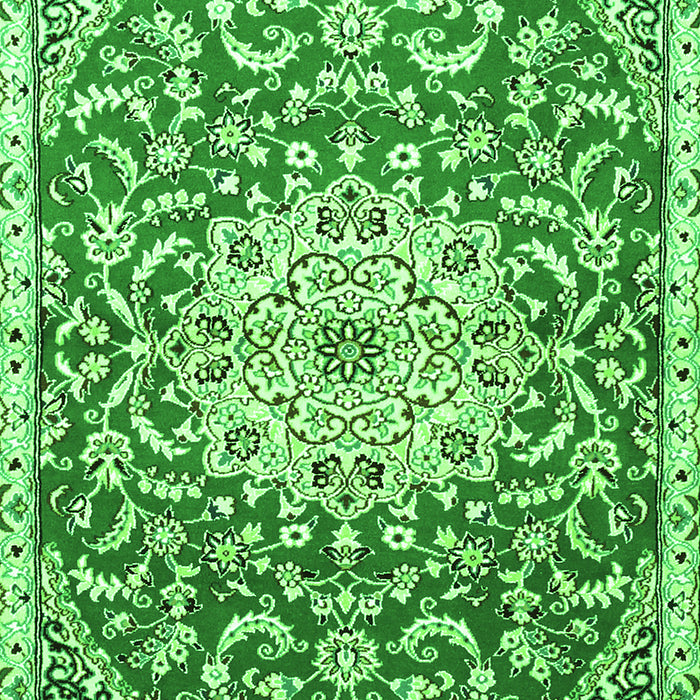 Serging Thickness of Machine Washable Medallion Green Traditional Area Rugs, wshtr1470grn