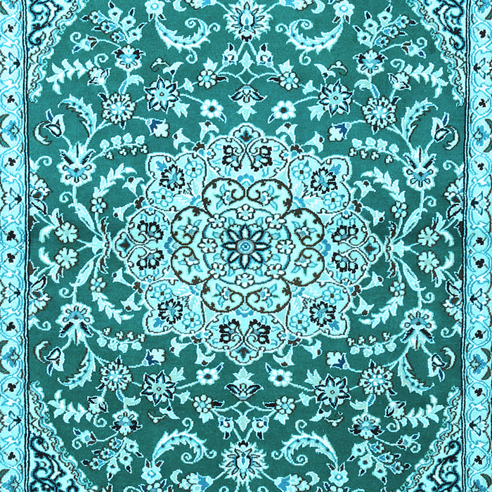 Medallion Light Blue Traditional Rug, tr1470lblu