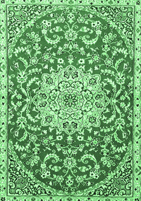 Medallion Emerald Green Traditional Rug, tr1470emgrn