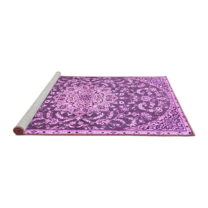 Sideview of Machine Washable Medallion Pink Traditional Rug, wshtr1470pnk