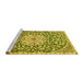 Sideview of Machine Washable Medallion Yellow Traditional Rug, wshtr1470yw