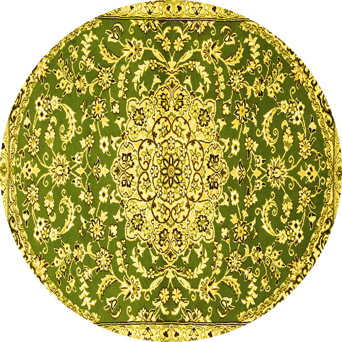 Round Medallion Yellow Traditional Rug, tr1470yw