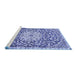 Sideview of Machine Washable Medallion Blue Traditional Rug, wshtr1470blu