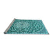 Sideview of Machine Washable Medallion Light Blue Traditional Rug, wshtr1470lblu