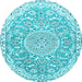 Round Medallion Light Blue Traditional Rug, tr1471lblu