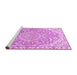 Sideview of Machine Washable Medallion Pink Traditional Rug, wshtr1471pnk